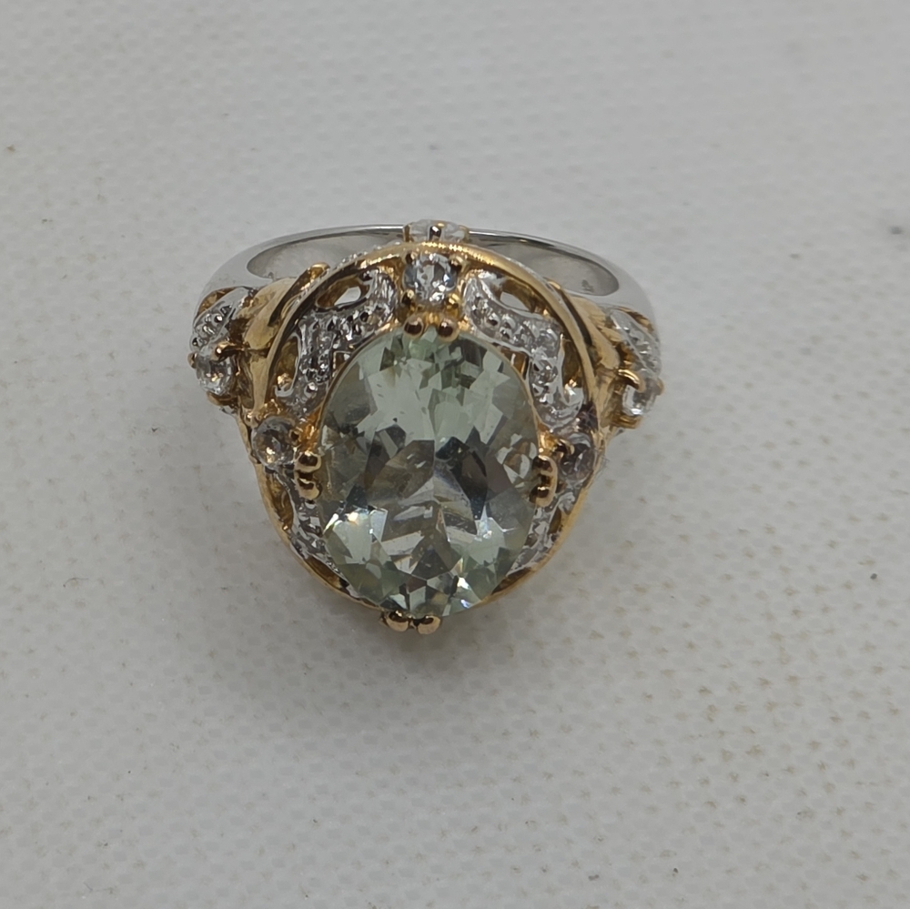 Like New Spectacular Rare Estate Victoria Wieck Genuine Prasiolite Ring - Picture 2 of 15